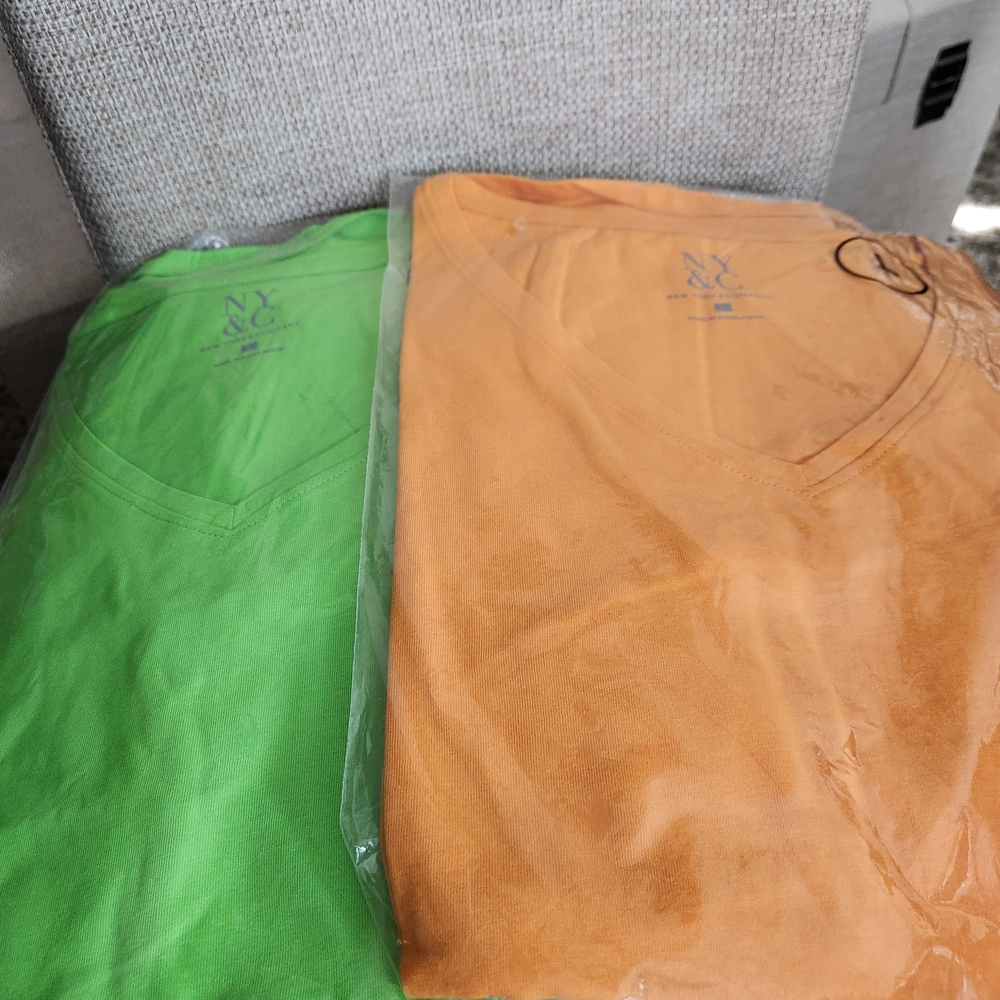 NYC Women's Short Sleeve Tees - Vibrant Green and Orange